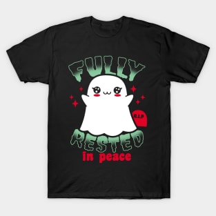 Funny Cute Spooky Scary Kawaii Ghost Cartoon Funny Meme T-Shirt